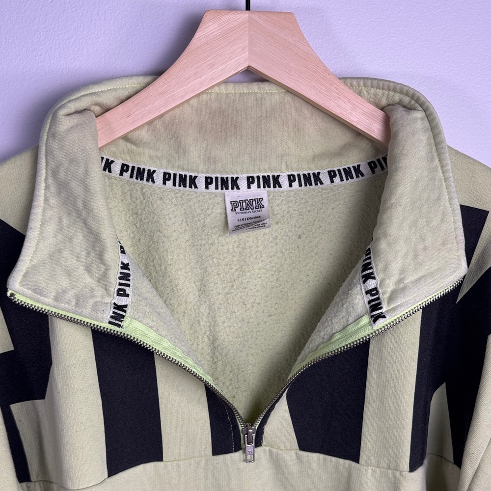 Y2K Style PINK VS Neon Green Oversized 1/4 Zip Sweatshirt Size L Read Desc - Picture 2 of 6